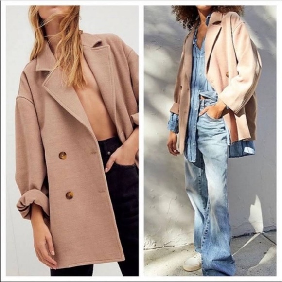 Free People Jackets & Blazers - Free People Hannah Oversized Slouchy Blazer Camel Coat Size M Medium